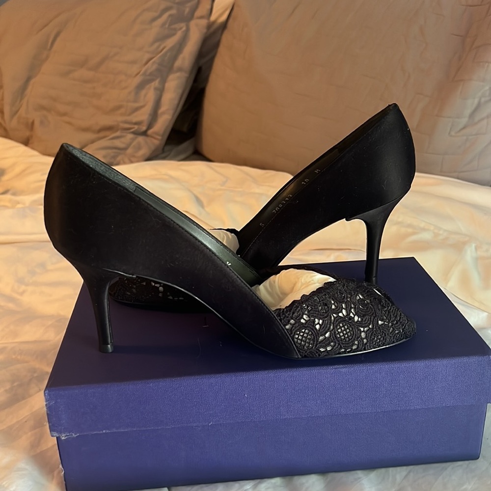 Brand New in Box Stuart Weitzman Satin and Lace Heels